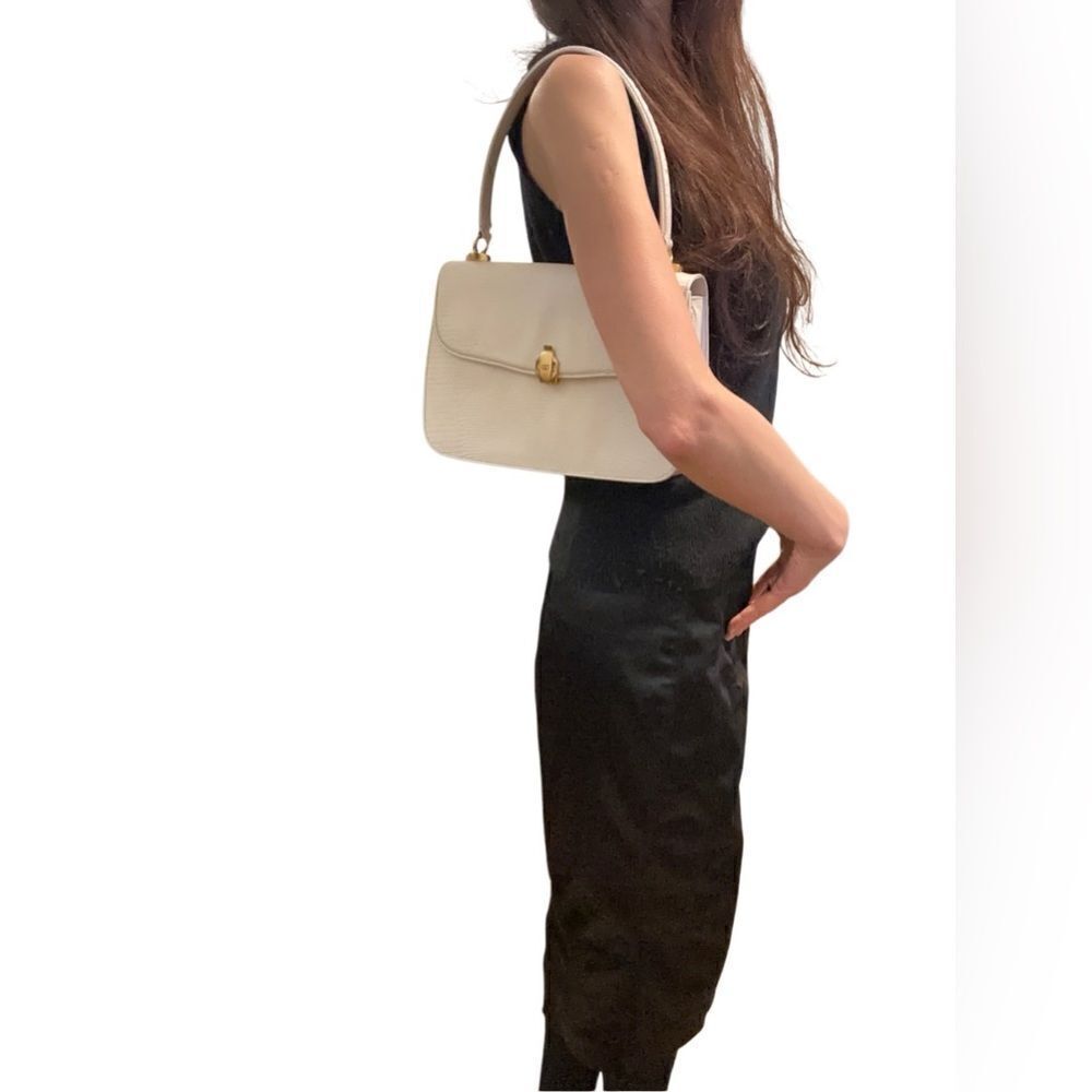 Gucci white lizard skin tote